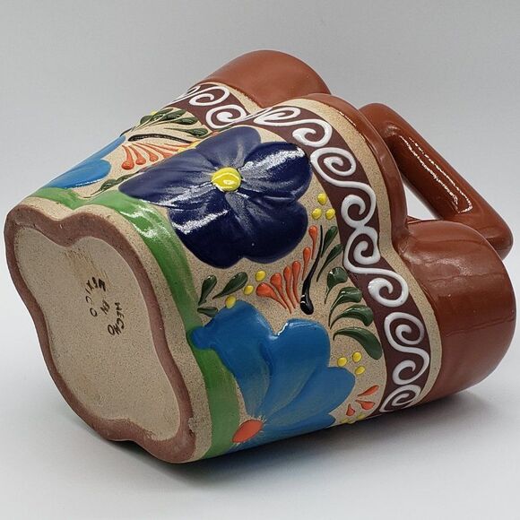 Mexican Talavera Hand Painted  Colourful Floral Art Pottery Utensil Holder - Picture 2 of 13
